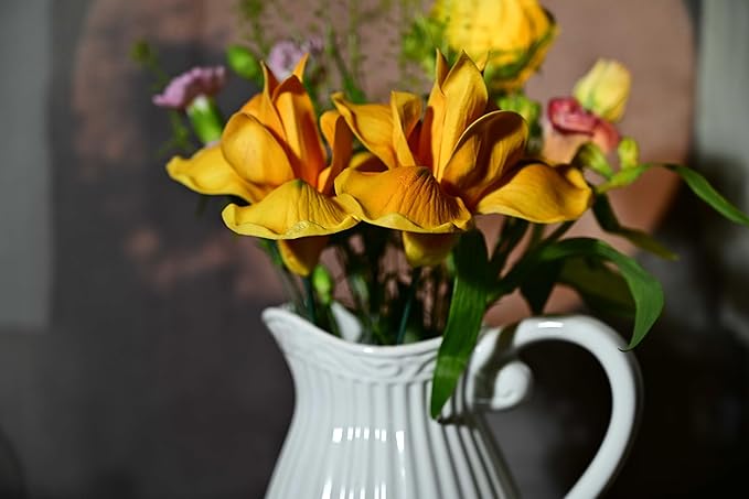 8pcs Luxury PU Orange Flowers Real Touch Wedding Bouquets Artificial Flowers for Decoration DIY Floral Gifts Home Office Table Decor Farmhouse Table Centerpiece Decorations