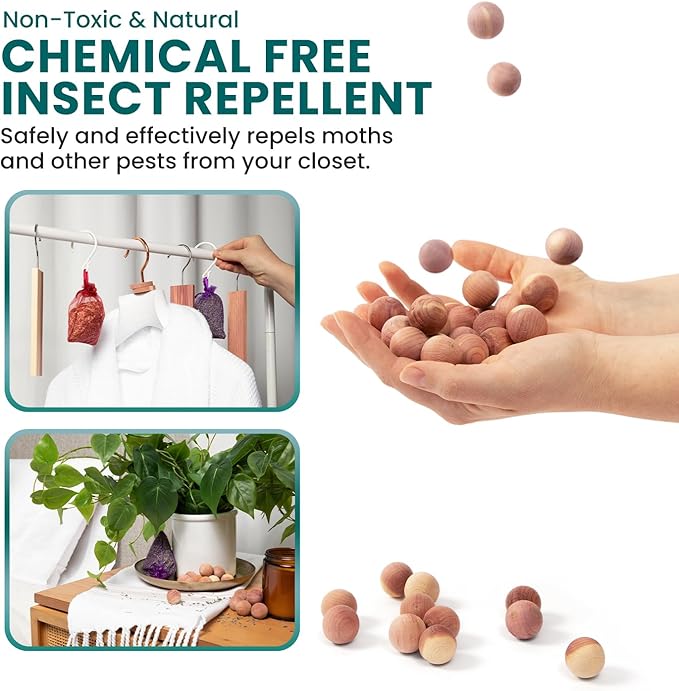 50 Cedar Rings for Clothes Storage & Closet Set - Drawer & Closet Freshener - Clothing Storage Accessories