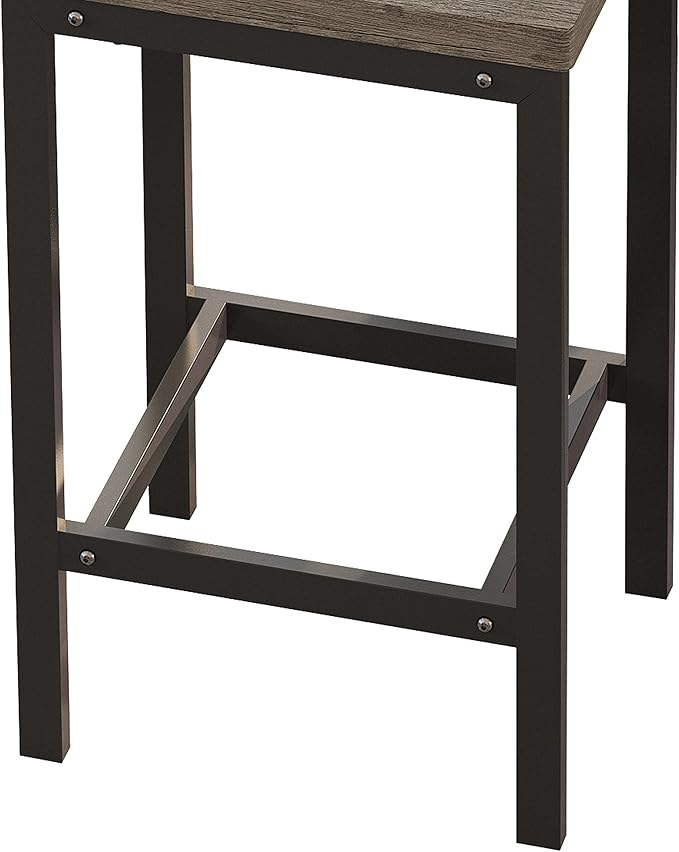 Merax 4-Piece Counter Height Extra Long Dining Table Set with 3 Stools and Footrest, Modern Design Kitchen Dining Table, Pub Table, Long Dining Table Set, Brown Gray