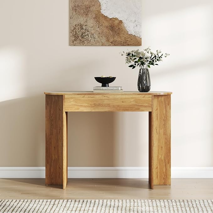 HEAH-YO Modern Console Table, Wooden Sofa Table with Narrow Countertop, 43.3" Entryway Tables for Hallway Entrance Living Room, Natural Color