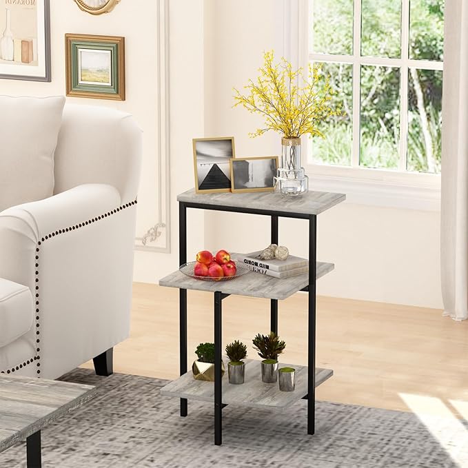 AWQM Faux Marble Table Set, Coffee Table & 2 Side Table, Faux Marble Tabletop and Metal Frame, 3 PieceTable Sets, for Living Room Apartment, Grey