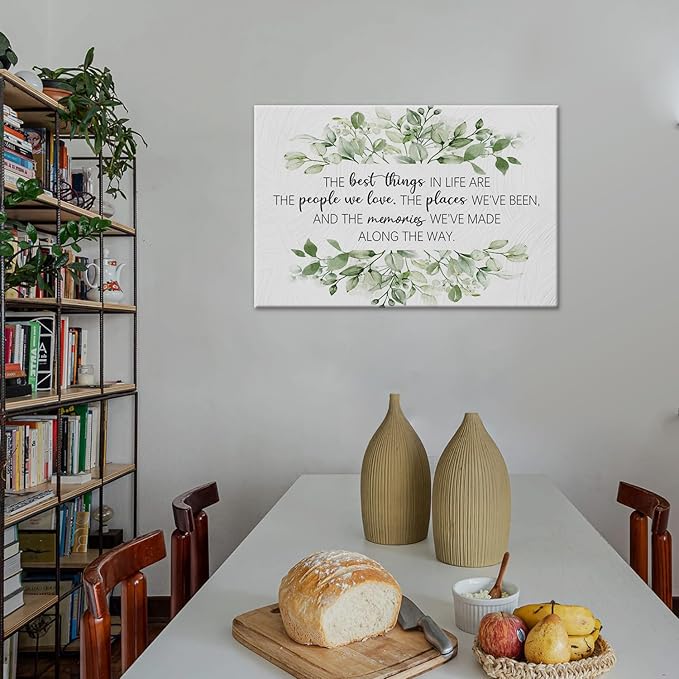 BIWSHA Inspirational The Best Things Quotes Canvas Wall Art Prints Decor for Home Bathroom Bedroom Living Room Office，Positive Themed Paintings Art Decor 16x24 Inches，Green Plants Art Gifts