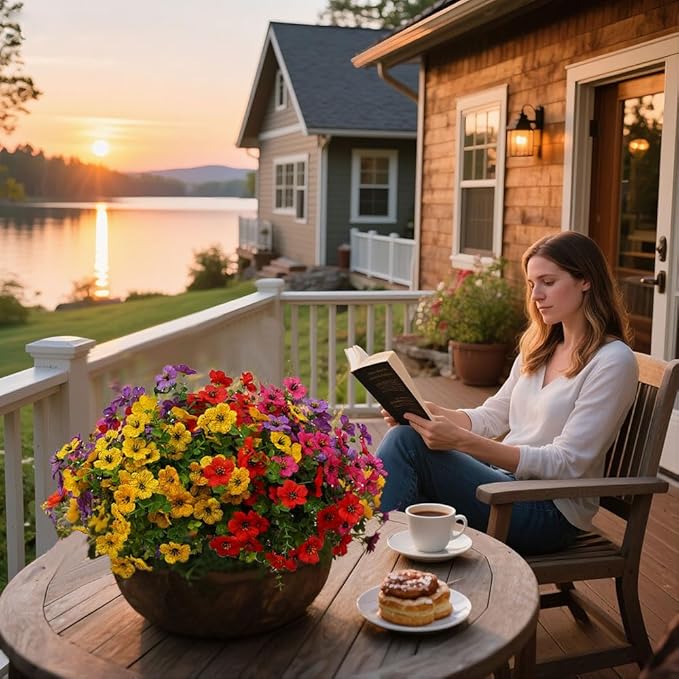 12 Bundles Artificial Flowers for Outdoor Indoor Fake Flowers UV Resistant Artificial Outdoor Flowers Fake Plants Faux Flower for Porch Garden Home Patio Decor Home ((Mix Pink Red Purple Yellow))