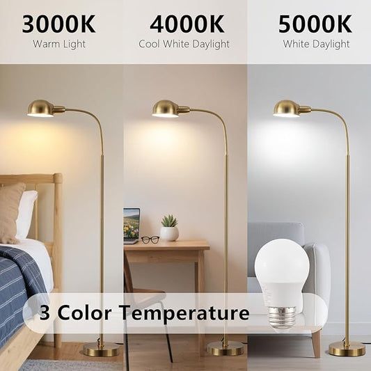 Adjustable Floor Reading Lamp Standing Lamps with Remote Control Gooseneck and Rotatable Shade, Modern for Living Room Bedroom Study Room Office Hotel