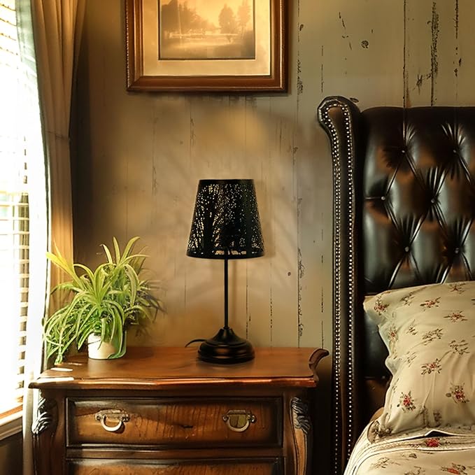 Timeflies 2 Pack Table Lamp with Dimmer, 3 Levels Dimmable Touch Lamps for nightstand, Touch Switch Shadow Black Table Lamp for nightstand Bedroom Living Room desks Halloween Room Decor