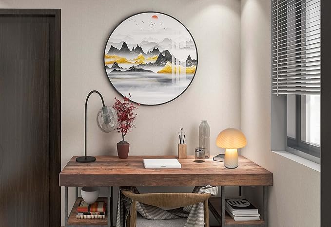 Dimmable Mushroom lamp,Glass Mushroom Bedside Table Lamp Translucent Vintage Style Striped Small Nightstand Desk lamp Swirl Light for Home Decor, Dining, Living, Bedroom, Gift.（Stripe White）