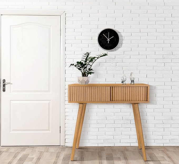 Console Table, Small Console Tables for Entryway，31" Vanity Desk Fluted Dresser Side Table, Brown Entry Table Narrow Console Table Modern Hallway Table Modern Sofa Table for Living Room(Brown)