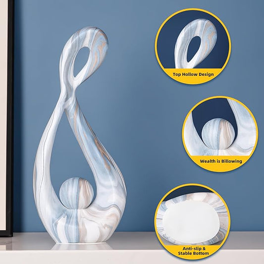 Blue Table Sculptures Home Decor, Living Room Decor Accents, Ceramic Statue Abstract Art Sculpture Table Centerpieces, Modern Shelf Decoration Entryway Table Decor