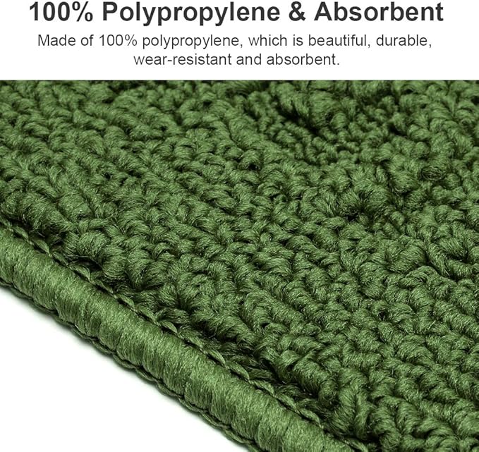 VANZAVANZU Kitchen Rugs, 2 Pack 31"x19" Kitchen Mats, Half Moon Round Kitchen Rugs Carpet, Designed in Latex Anti Skid Absorbent and Machine Washable for Kitchen Doorway Bathroom Floors (Dark Green)