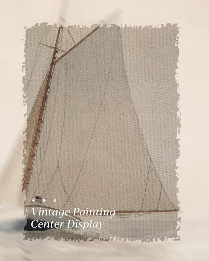 HUARCEY Gold Framed Vintage Wall Art for Living Room, Seaview Painting Prints Shelf Decor for Kitchen, Aesthetic Bedroom Large Wall Art, Gifts for Friends or Family (White Sailboat - 16"x24")