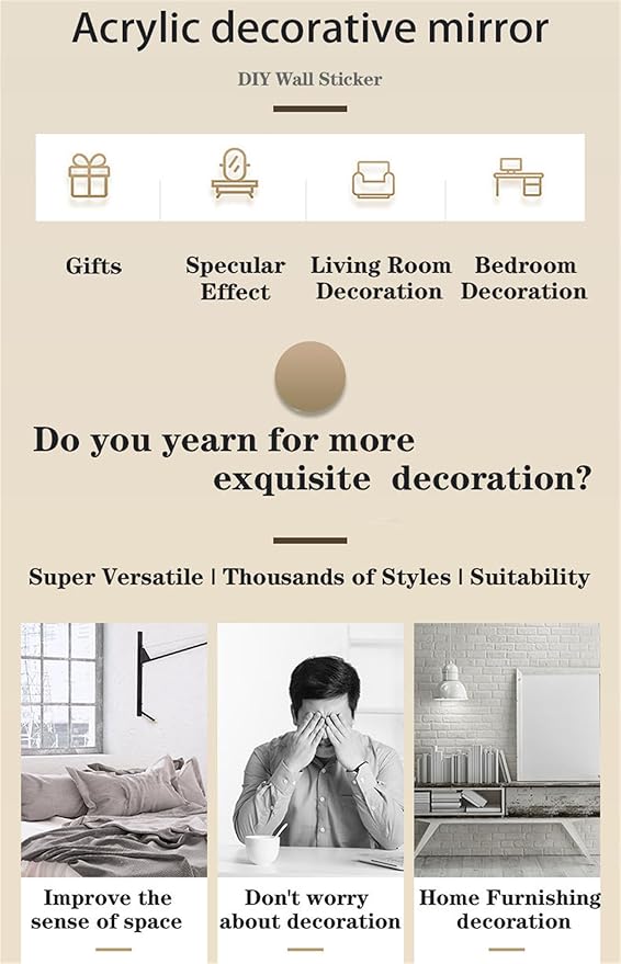 12 Pcs Geometric Shape Acrylic Wall Stickers Removable Adhesive Wall Mirror Decor for DIY Living Room Home Background (Black)