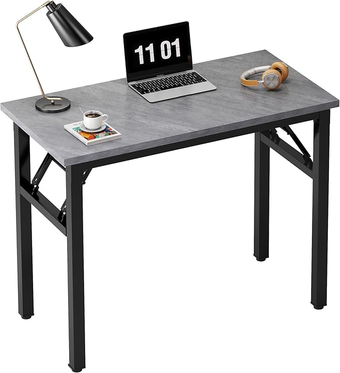 Need Folding Computer Desk - 31.5 Inch Foldable Office Writing Work Study Kids Student Teacher Home Bedroom Table for Small Space, Grey