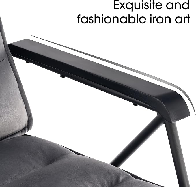 MCombo Modern Accent Chair, Velvet Club Chair, Upholstered Armchair for Small Space, Living Room & Office Reception, Fabric 4747 4750 (Chair, Dark Grey)