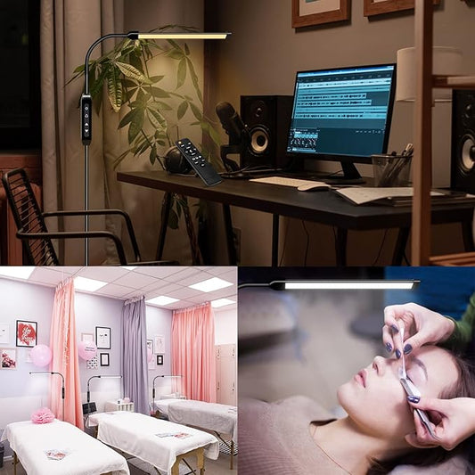 EBEST Led Floor Lamp with Remote LED lamp lash Light for Eyelash Extensions Craft Task Lamps Floor Standing Light Gooseneck Dimmable Reading lamp Eyelash Lamp for Lashes Makeup