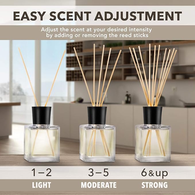 Room Fragrance Diffuser Lemongrass 6.8 Fl Oz - 200ml - with Bamboo Sticks - with Pure & Natural Lemongrass Essential Oil - Intensive Room Scent - Diffuser Gift Set