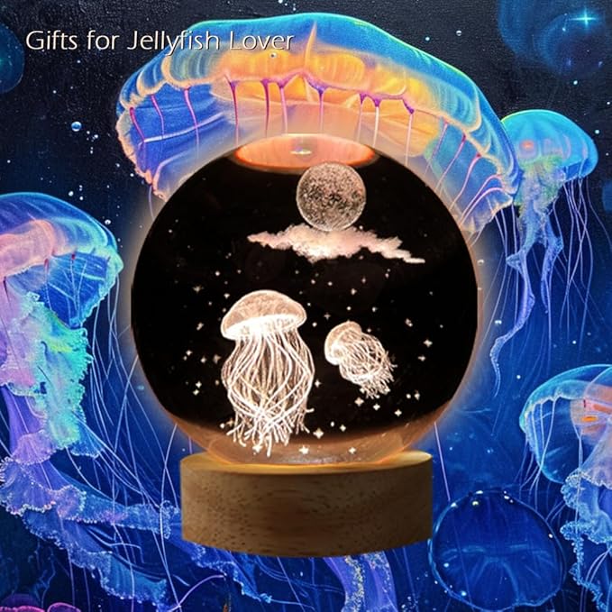 Jellyfish Lamp 3D Night Light, Small Home Decor Accents for Kids Room Decor for Boys Girls Brithday (16 Color, Remote Control)