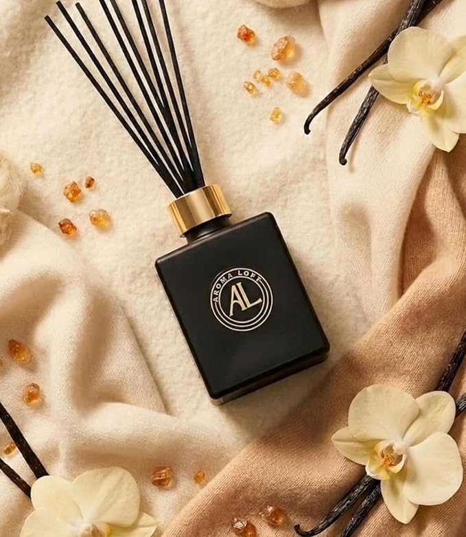Reed Diffuser - Fragrance Diffuser- Reed Diffusers for Home- Cashmere Vanilla -5 oz. Oil Diffuser Sticks - Bathroom Diffuser Set- Oil Diffuser Reeds - Scent Sticks in Oil-Office Smell Good Stuff