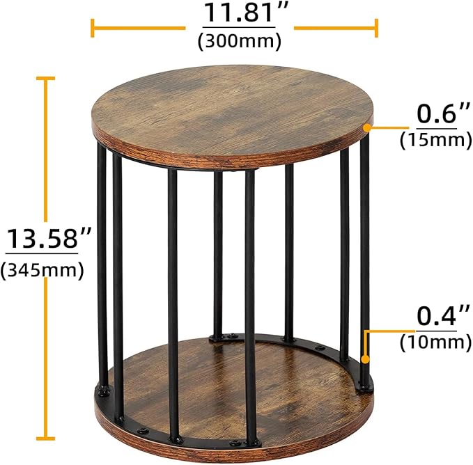 Plant Stand Indoor,small plant stool,Flower Pot Corner stand holder,Mid Century Heavy Duty Metal Tall Home Decor,Modern Round End Table,Small Rustic Display Stand for Living Room,Bedroom(Brown,2 Packs)