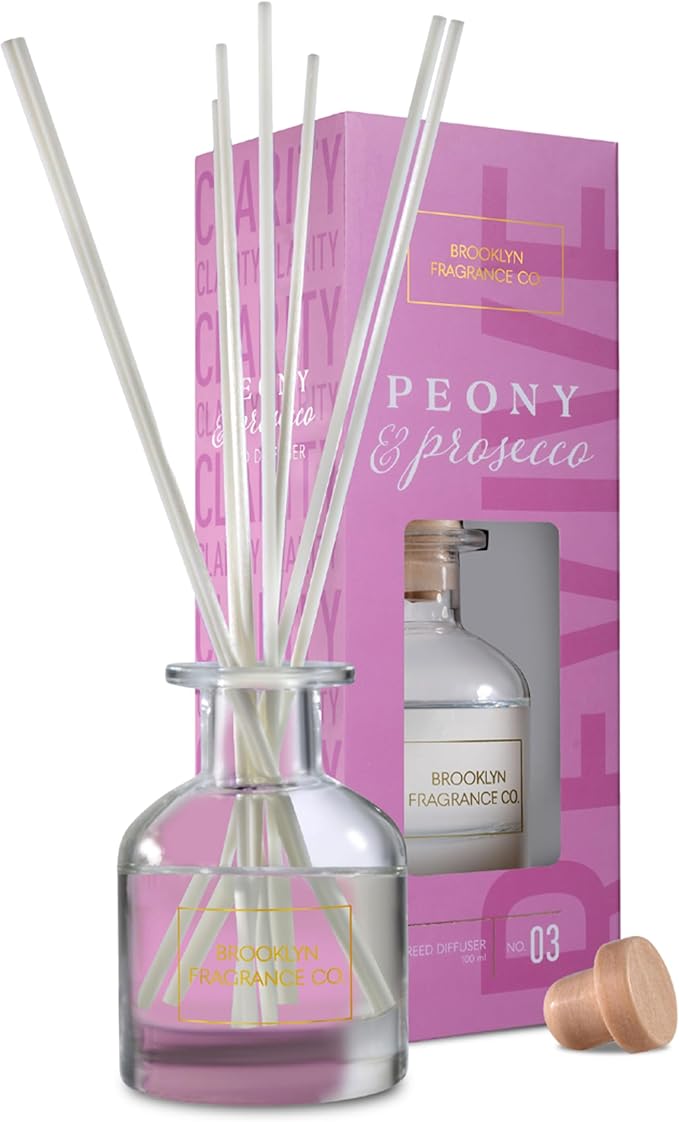 Brooklyn Fragrance Co. Aroma Diffuser - Long Lasting Premium Fragrance - Air Fresheners for Home Peony & Prosecco Scents- Fragrance Diffuser for a Large Room - 100ML
