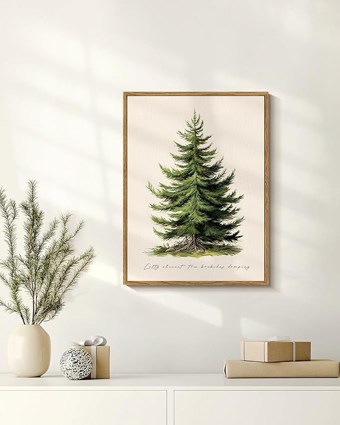 InSimSea Christmas Decor Framed Wall Art, Christmas tree Canvas Painting, elegant Holiday decor Unique Christmas Gifts For Table Wall Farmhouse Mantel Home Office 16L x 12W