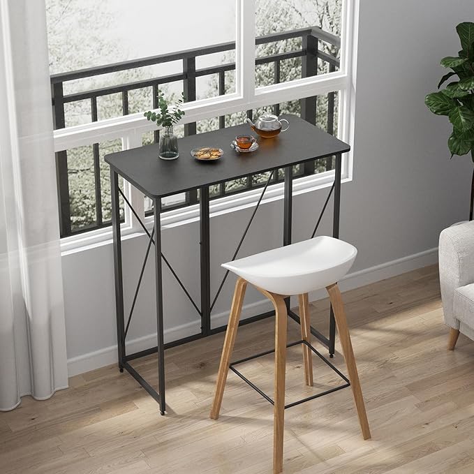 39.37" Folding Standing Desk, Small Laptop Stand Up Desk for Sitting or Standing, No Assembly Needed, Portable, Tall Foldable Desk for Home, Office, Small Spaces (Black)