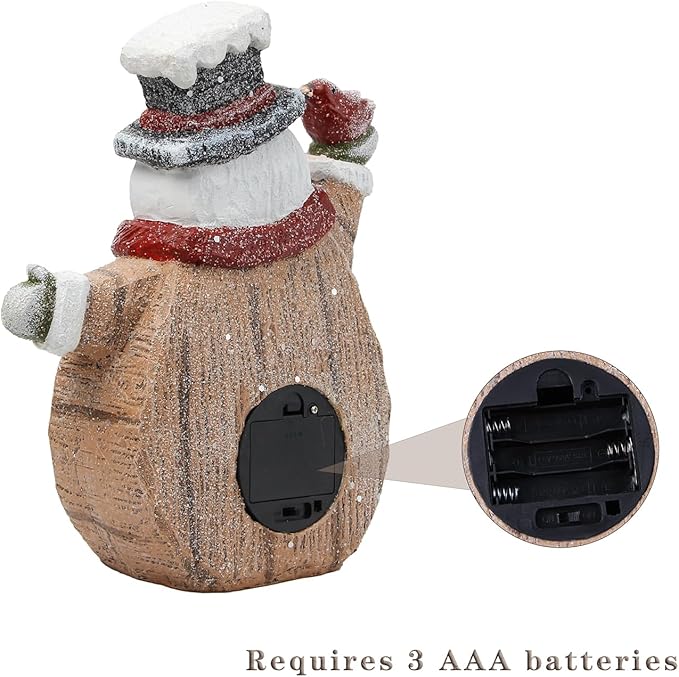 Snowman Christmas Indoor Decorations Snowman Figurine with LED Lights for Winter Holiday Decorations, Christmas Decor Frosty For Shelf Table Fireplace Mantle, Home Decor Accents Xmas Gift for Women