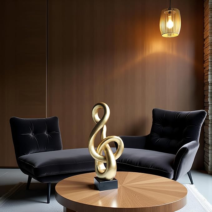 16" Modern Abstract Ribbon Decorative Sculpture, Knot Sculptures,Home Decor,Coffee Table Statues,Dining Living Room Desk Decor,Golden