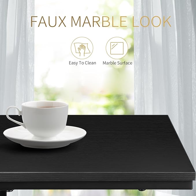 C Shaped Side Table Set of 2, Skinny Sofa Table for Sofa and Bed, Couch Tables That Slide Under, Small End Tables for Living Room, Bedroom or Small Spaces, Black