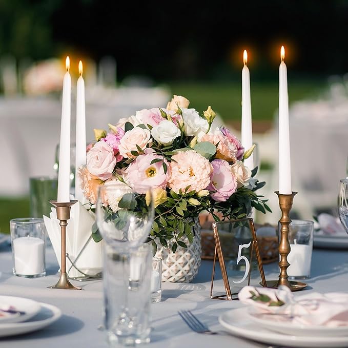 KONNI White Taper Candles 10 Inch Tall Candlesticks 10 Pack Tapered Candles with Cotton Wicks Long Candle Sticks Unscented and Smokeless, Long Burning, Ideal for Wedding, Dinner Party, Home Décor