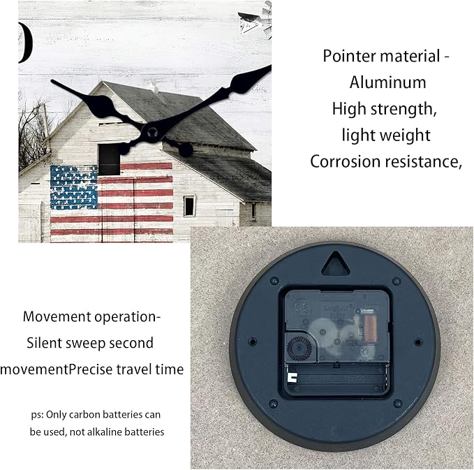 XFM Farmhouse Wall Clock 12 Inch Silent Non-Ticking Battery Operated Rustic Barn Wooden Clocks Country Round Clock for Kitchen Bedroom Living Room