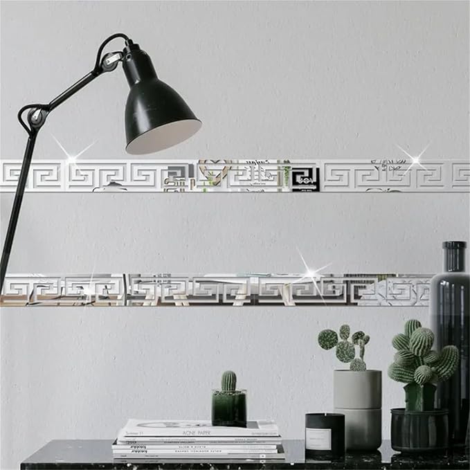 12 Pcs Geometric Shape Acrylic Wall Stickers Removable Adhesive Wall Mirror Decor for DIY Living Room Home Background (Silver)