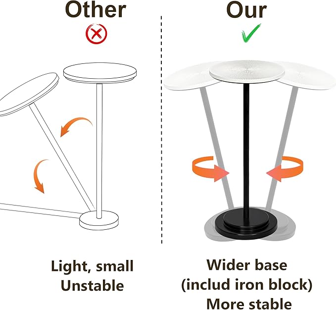 Drink Table, Carved Table Top Martini Table, Small Side Table, Weighted Base Pedestal Table for Living Room, Bedroom, Modern, White and Black