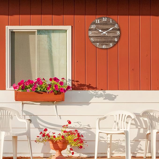 XFM Large Wall Clocks for Cafes 20 Inch Wood Wall Clock Battery Operated Brown Vintage Wall Clock Non Ticking Farmhouse Clock (No Solid Wood, it is with MDF Material)