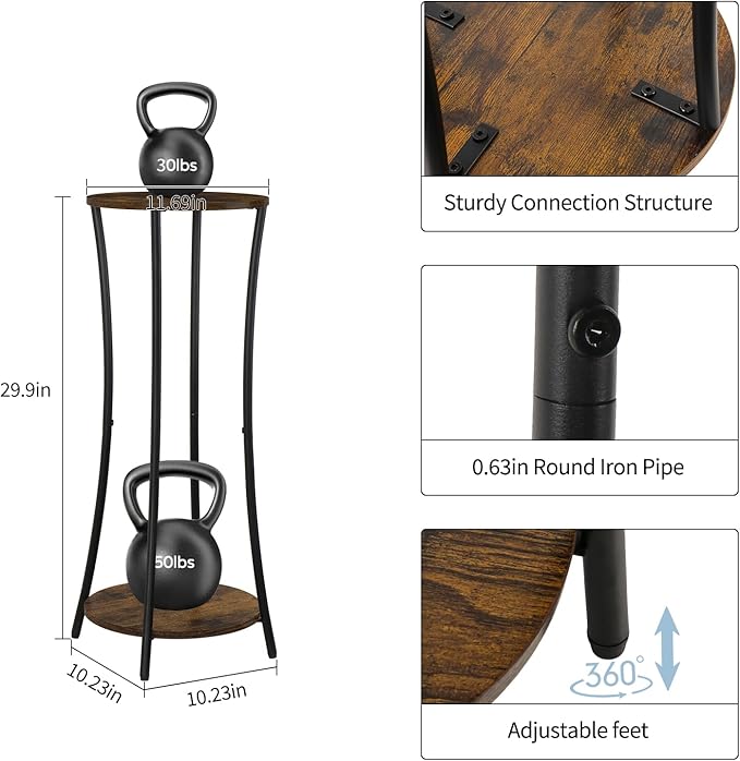 YINMIT Plant Stand Indoor,2 Tier Round Potted Holder Rack,Flower Pot Stand Shelf,Round Supports Rack,Corner Plant Shelf for Balcony Garden Patio Living Room,Brown