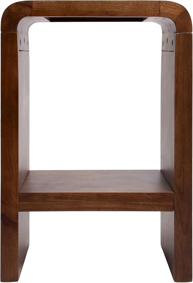 Kate and Laurel Reddy Modern Arched Wood Side Table, 16 x 12 x 24, Walnut Brown, Transitional Two-Tier End Table for Use as a Bedroom Nightstand or Small Record Player Stand