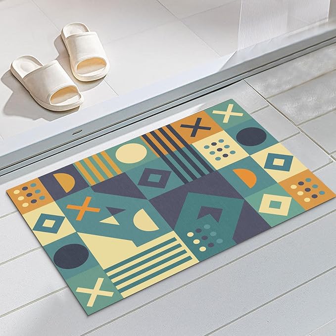 Ultra Thin Door Mat Indoor Entrance, 1/10 in Thin Door Mats for Inside Entry, Non-Slip Rubber Backing Washable Doormat, Fade Resistant, Absorbent, Low Profile Dirt Trapper, 30"X17"