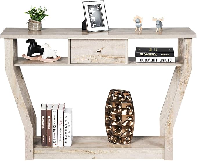 Safeplus 47" Accent Console Tables with Drawer and Shelf for Living Room Hallway Entryway