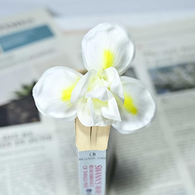 8pcs Luxury PU Yellow White Fall Flowers Real Touch Wedding Bouquets Artificial Flowers for Decoration DIY Floral Gifts Home Office Table Decor Farmhouse Table Centerpiece Decorations