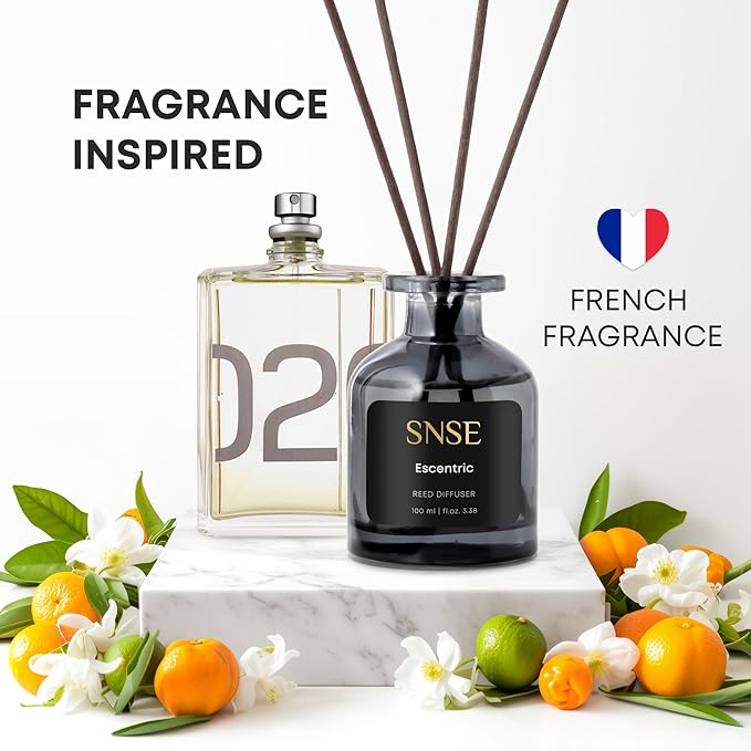SNSE Escentric Reed Diffuser Set - Premium Reed Diffusers for Home with Diffuser Reeds, Luxurious Gift Aroma, Sophisticated Scent, Ideal for Relaxation, Elegant Home Fragrance
