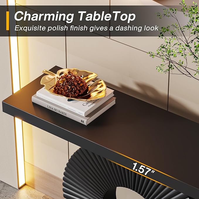 Tribesigns Modern Console Table with Geometric Base, 40 inch Wood Entryway Table Sofa Table Narrow Long, Contemporary Accent Table for Living Room, Entryway, Hallway, Black