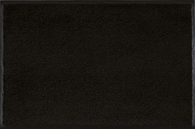 Wash and Dry Monotone Rug, Raven Black Non-Slip Washable Doormat 20 x 30 in (Small)
