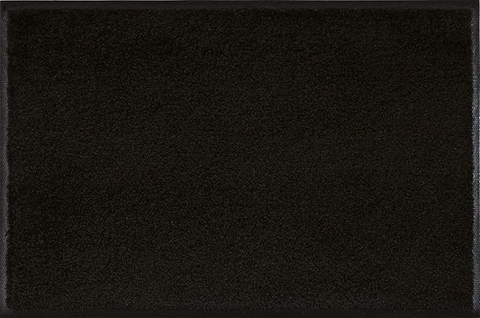 Wash and Dry Monotone Rug, Raven Black Non-Slip Washable Doormat 20 x 30 in (Small)