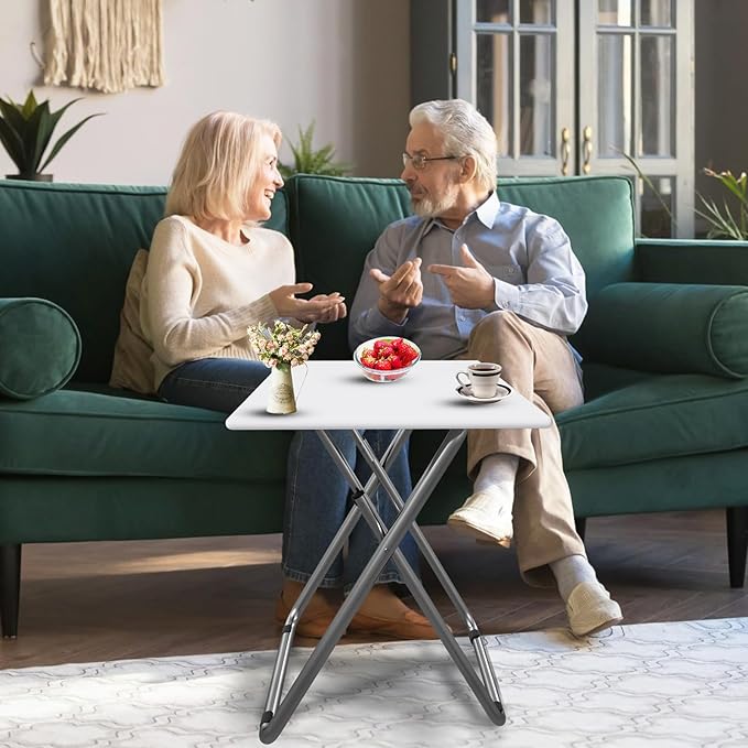 Large Tv Trays, Folding Tray Table, Dinner Tv Table for Eating with No Assembly Required&Sturdy, Foldable Snack Eating Side Table on Bed & Sofa for Living Room,27.3 * 19in(White)