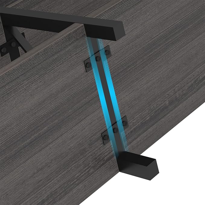 IBF Modern Entryway Table, Rustic Sofa Table Behind Couch, Industrial Metal Wood Console Table with Storage Shelves, 3 Tier Foyer Hallway Table for Entry Living Room Bedroom, Dark Gray Oak, 47 Inch