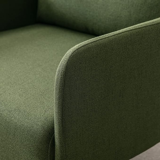 Linen Fabric Living Room Accent Chairs Bedroom Single Sofa Chair, Upholstered Reading Arm Chair Modern Couch w/Comfy Pillow for Waiting Room/Apartment/Dorm, Green