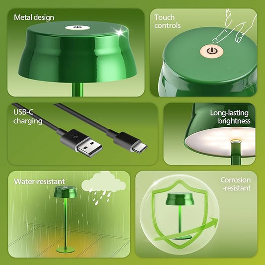 Philips Cordless Table Lamp, Portable Outdoor LED Desk Light,Rechargeable Battery Operated, 2 Adjustable Height, Touch Control & 3 Color Stepless Dimming, Waterproof Lamps for Restaurant/Bedroom