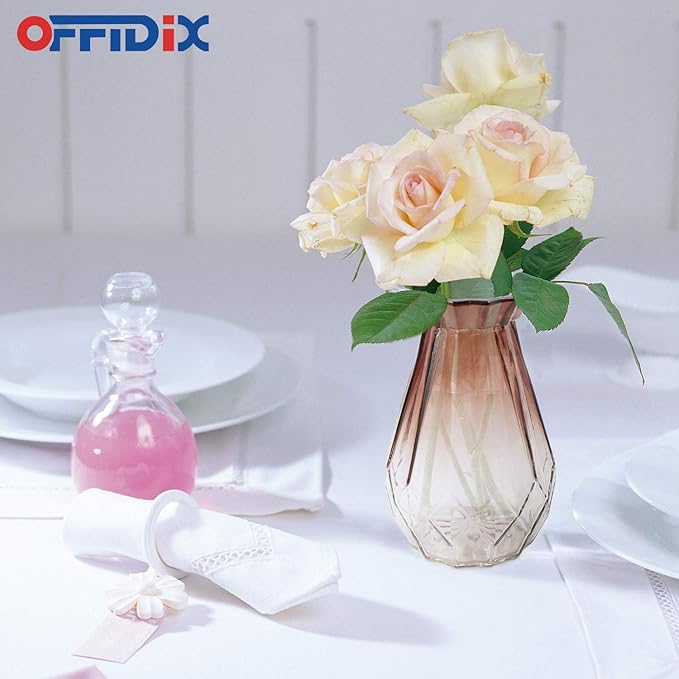 OFFIDIX Glass Vase Gradient Multicolor with Geometric Faceted Design Art Decorative Flower Vase for Wedding, Dinning, Bookshelf, Home Decoration or Gift