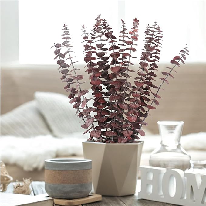 16 Pcs Dried Eucalyptus Stems, 17'' Natural Fresh Eucalyptus Leaves Branches Hanging for Shower, Preserved Real Red Plant Live Greenery for Home SPA Wall Bathroom Wedding Party Vase Decor