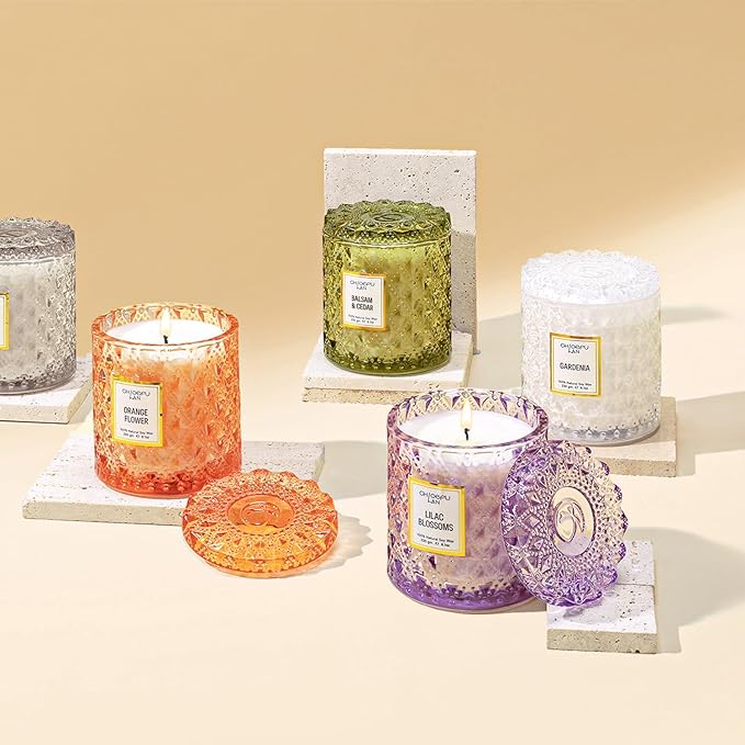 Chloefu LAN Gardenia Scented Candles for Home, Natural Soy Candle Gifts for Home Decor, Birthday Candless Gift for Women, Holiday Gifts, 8.1oz 55 Hours Burn