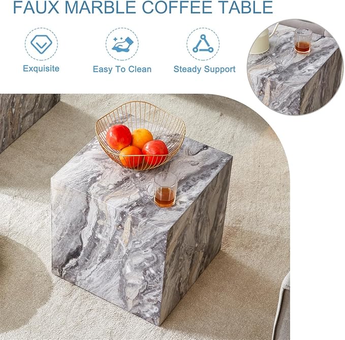 Side Table, End Table Living Room Table, Modern Sofa Couch Table, Faux Marble End Table, Bedside Table Nightstand for Small Spaces, Bedroom